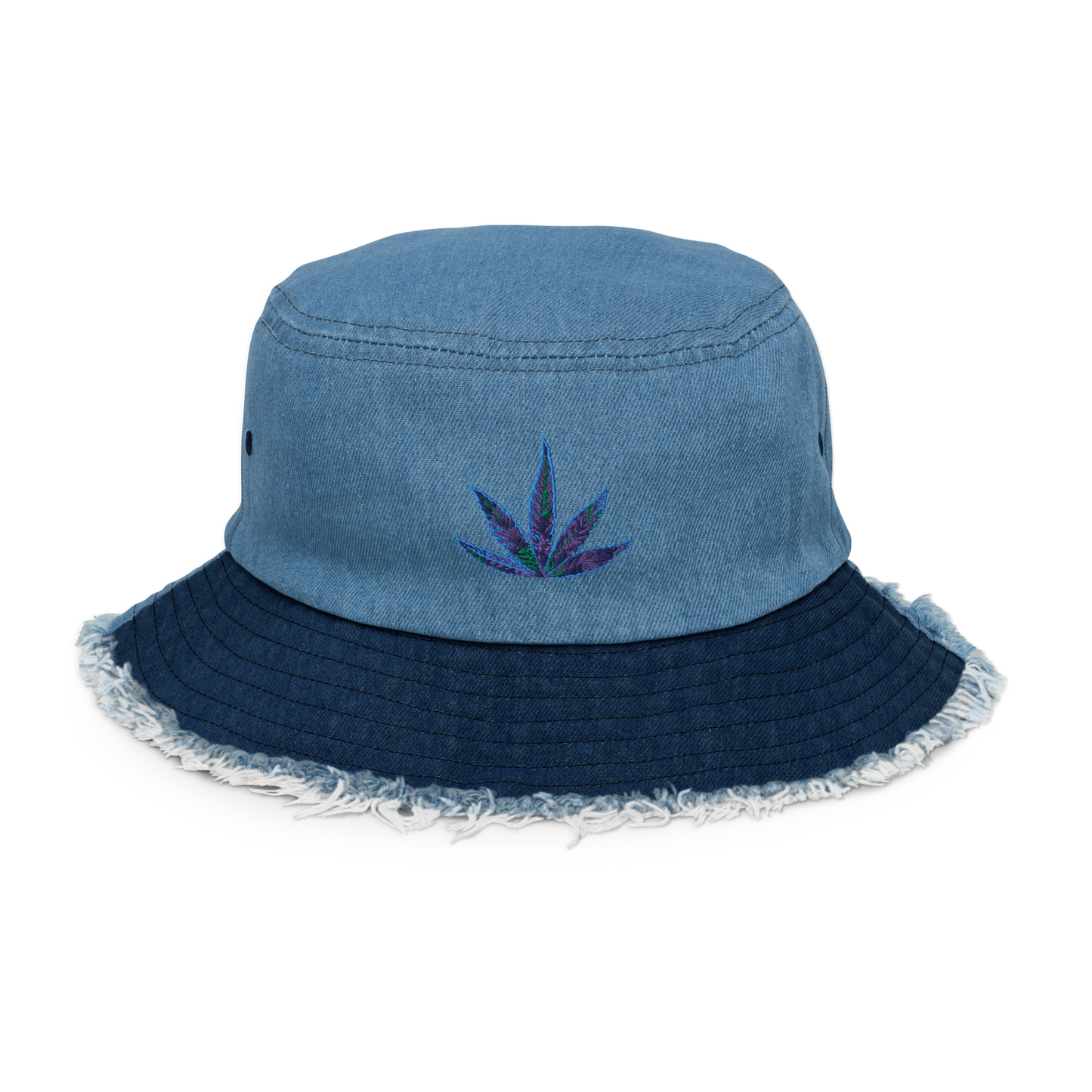 Ndica-Distressed denim bucket hat