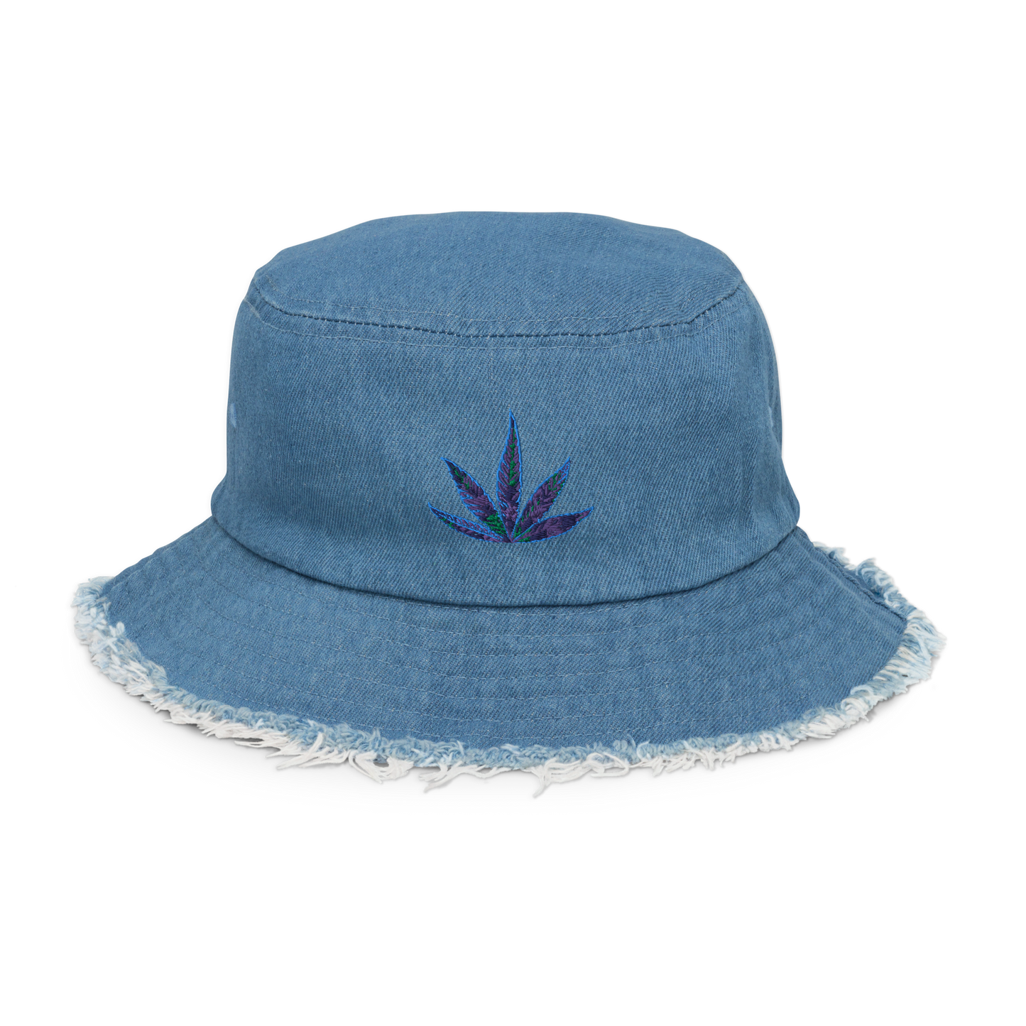 Ndica-Distressed denim bucket hat